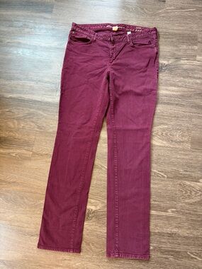 Eddie Bauer Maroon Burgundy Slim Straight Jeans Size 14 Fall Ready
